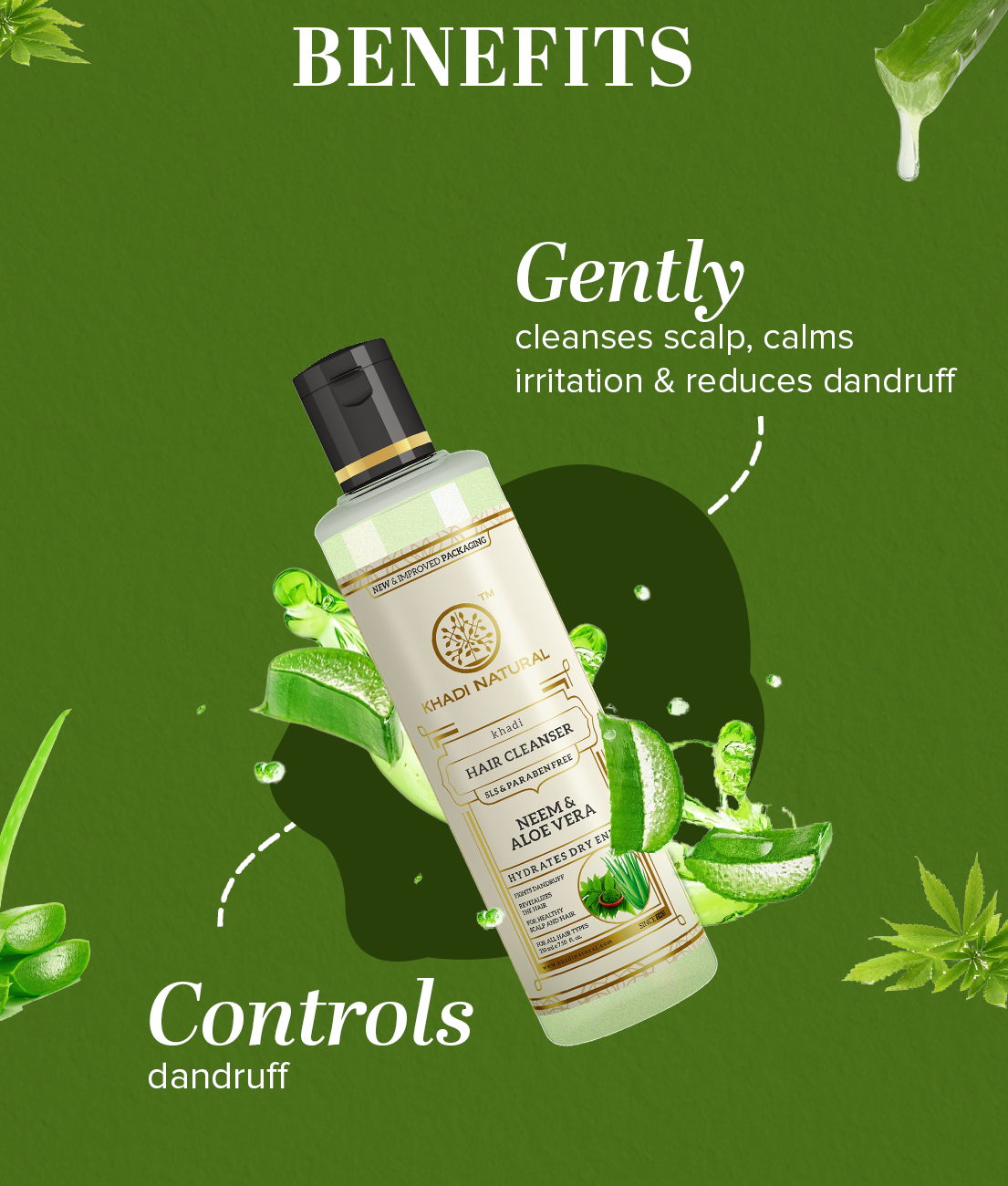 Khadi Natural Neem & Aloevera Shampoo Cleanser SLS-Paraben Free (210ml)