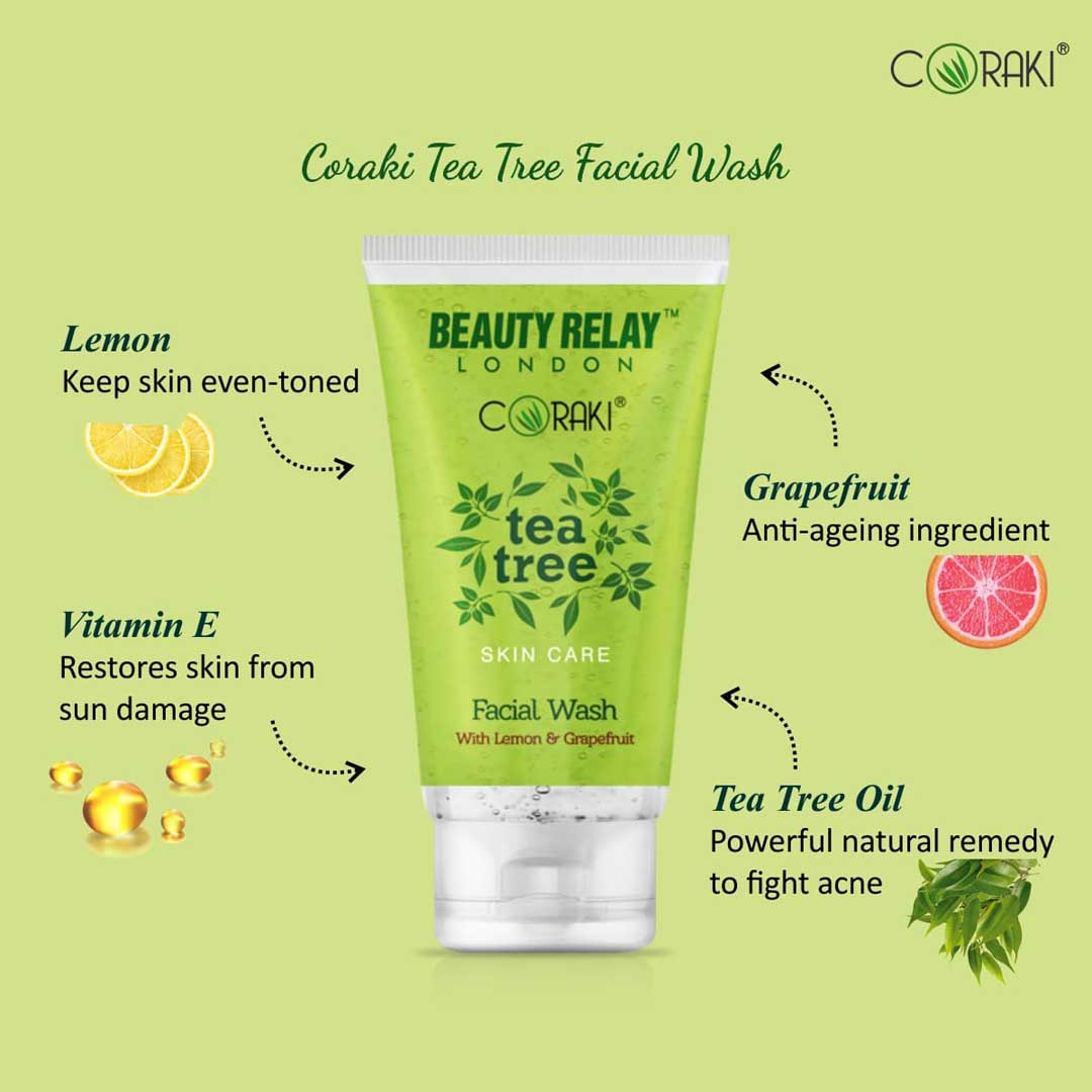Tea Tree Facial Wash With Lemon Oil, Grapefruit, Vitamin-E And Tea Tree Oil - 200 ml