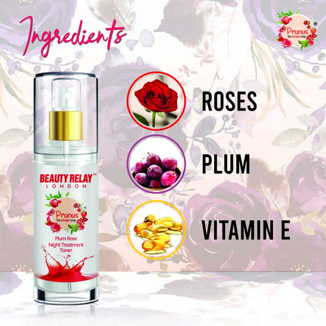 Prunus Plum Rose Night Treatment Toner With Castor Oil, Prunus Oil, Vitamin-E And Rose Oil