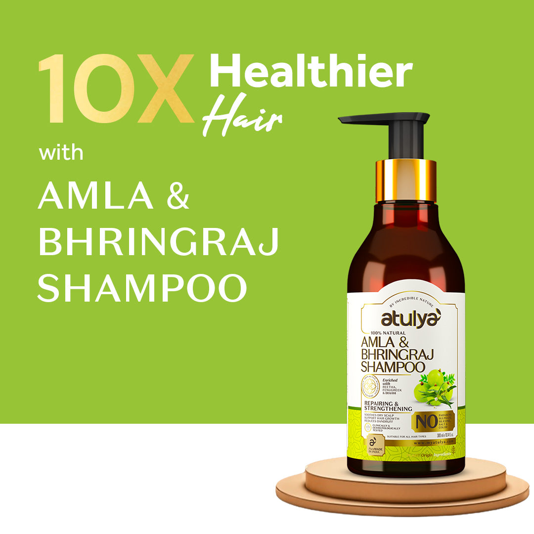Atulya Amla & Bhringraj Shampoo | Deep Cleansing, Strengthens Hair | Sulphate Free | 300 ml