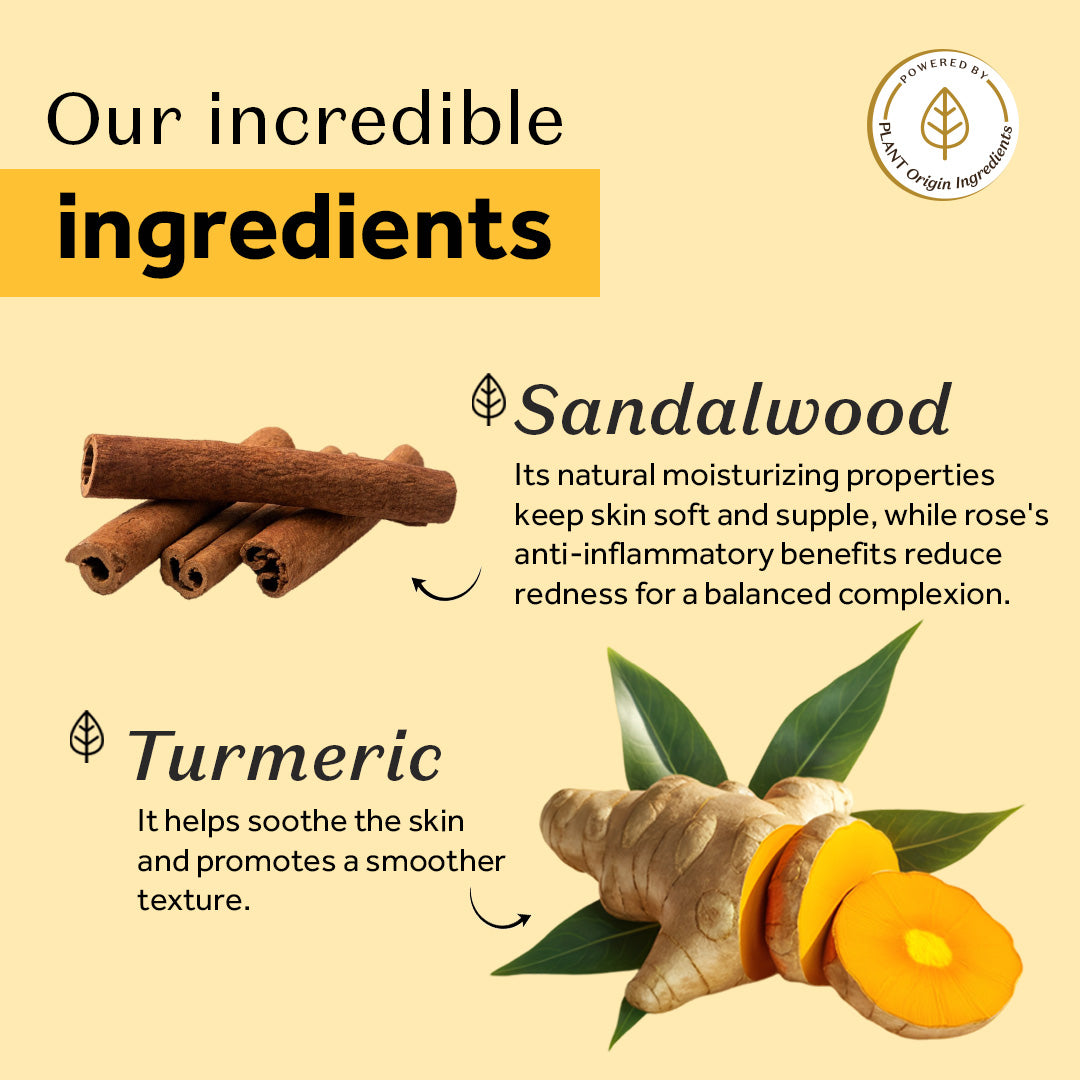 Atulya Sandalwood & Turmeric Handcrafted Soap | Brightens & Purifies | SLS & Paraben Free | For All Skin Types | 125 gm