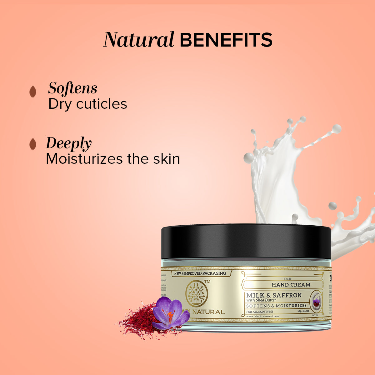 Khadi Natural Milk & Saffron Hand Cream with Shea Butter (300g)