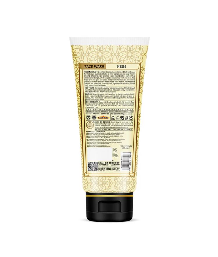 Khadi Natural Neem Face Wash SLS & Paraben Free - 100gm