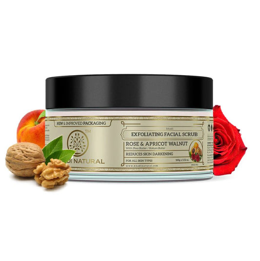 Khadi Natural Apricot & Walnut Face Cream Scrub with Rose - 100gm