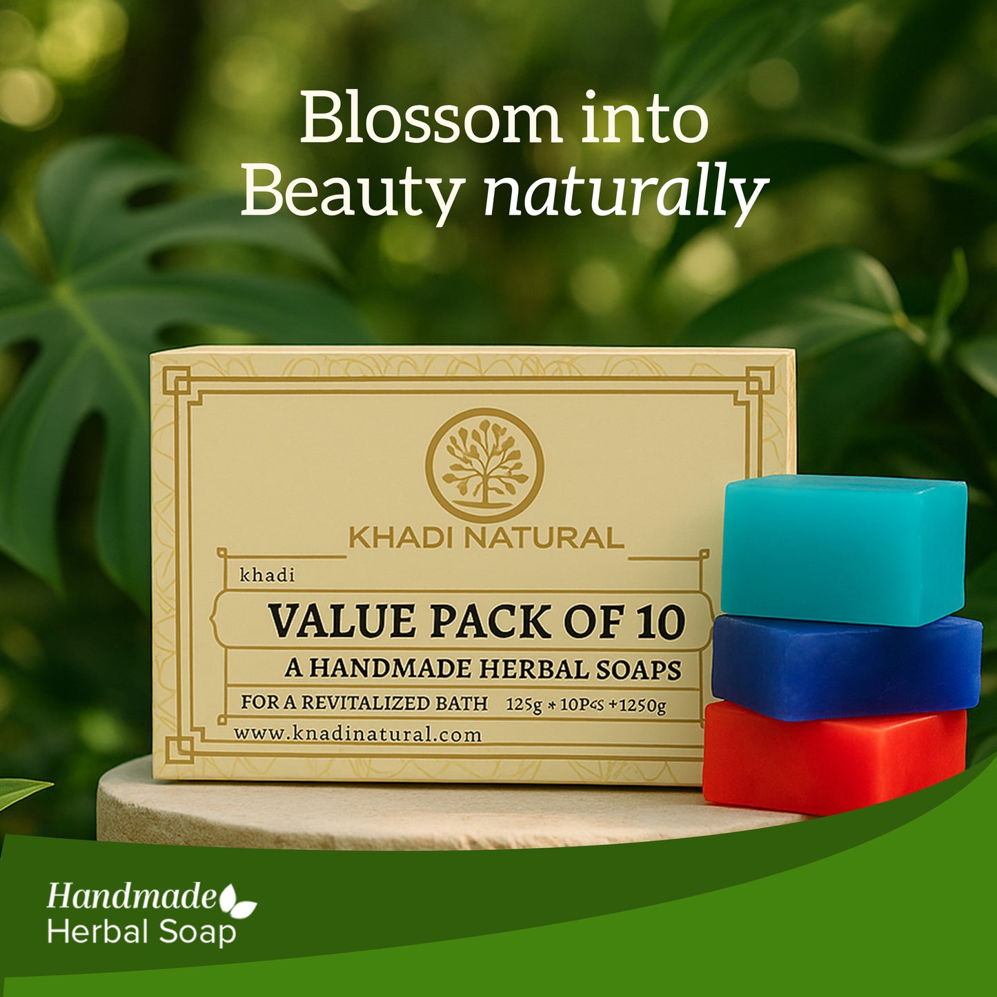 Khadi Natural Soap Gentle Cleansing & Glow Pack of 10 (10×125g)