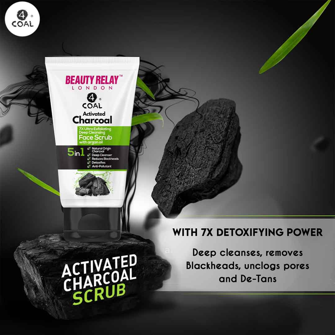 Activated Charcoal 7x Ultra Exfoliating Deep Cleaning Face Scrub With Juglans Nigra Seed, Aloevera, Argan Oil