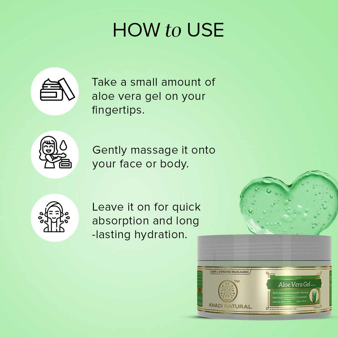 Khadi Natural Aloe vera Gel Hydrating & Soothing Skin Care (200g)