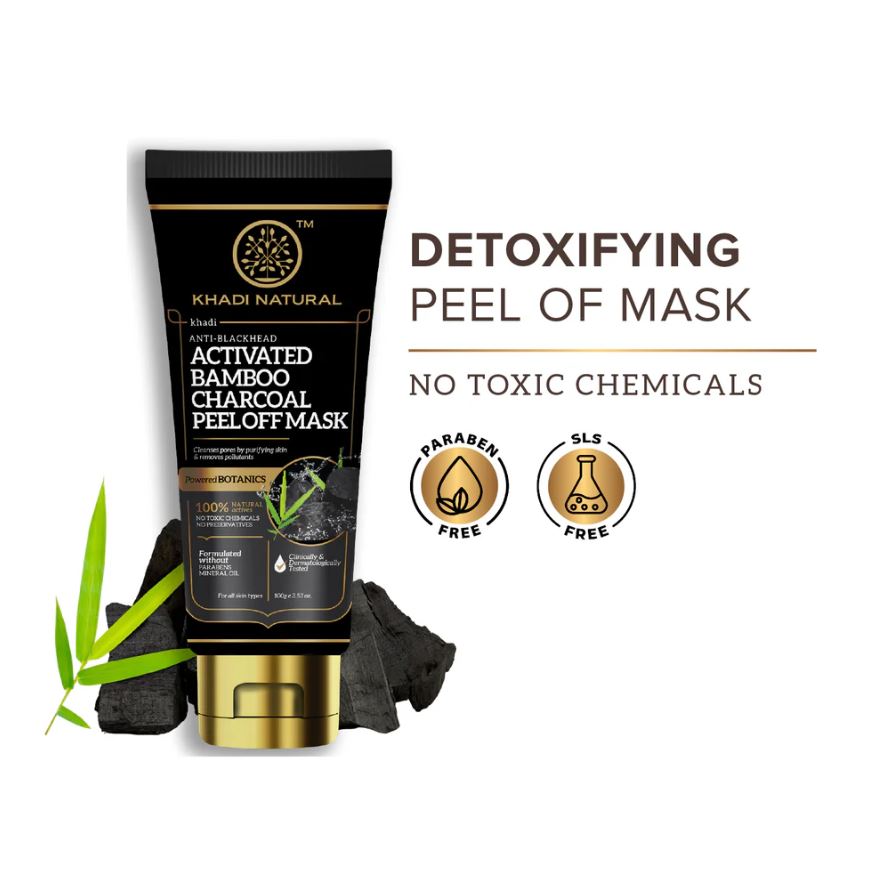 Khadi Natural Activated Bamboo Charcoal Peel Off Mask - 100gm