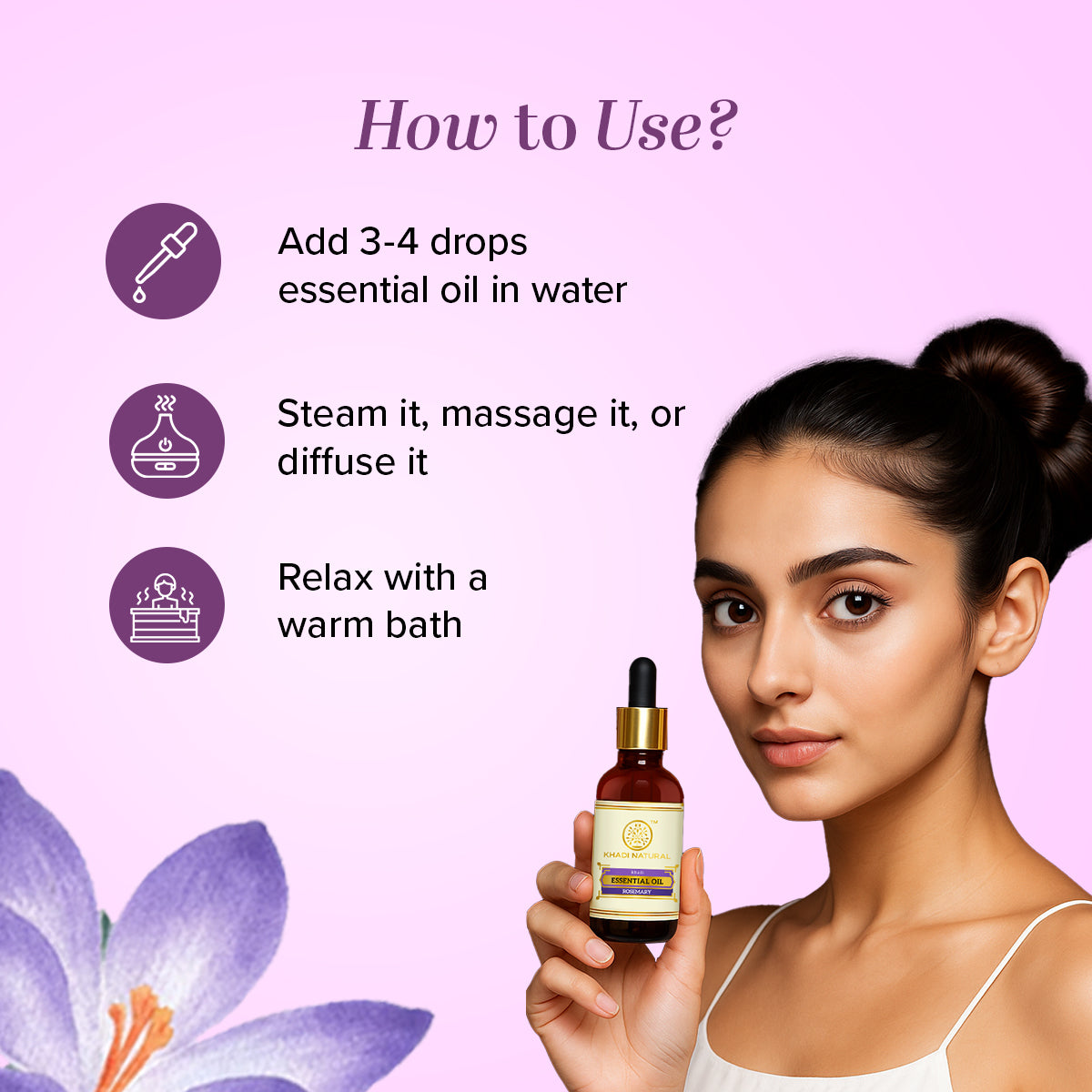 Khadi Natural Herbal Rosemary Essential Oil Pure & Aromatic (15ml)