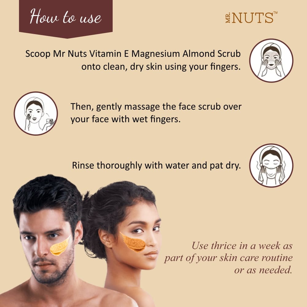 Mr. Nuts Vitamin-E Magnesium, Almond Scrub With Almond, Aloe Vera