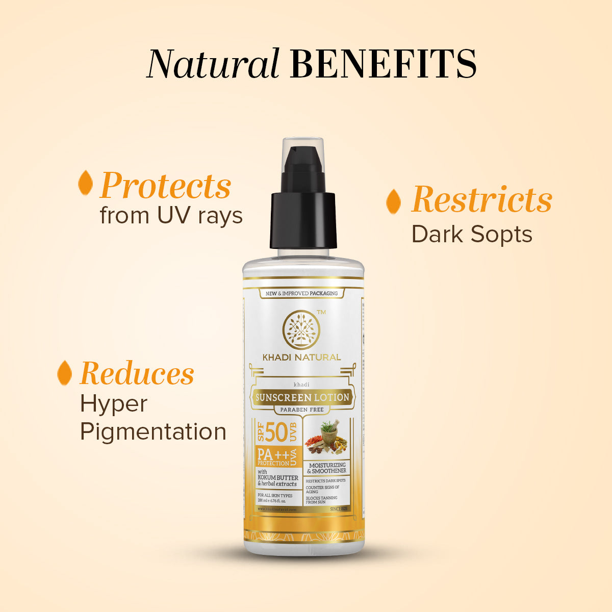 Khadi Natural Sunscreen SPF 50 PA+++ Ayurvedic Sun Protection Lotion (100ml)