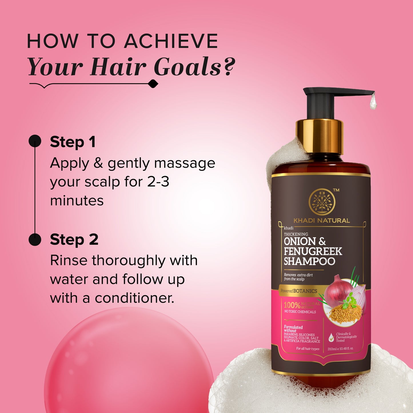 Khadi Natural Onion & Fenugreek Shampoo Powered Botanics Prevent Hair Fall (310ml)