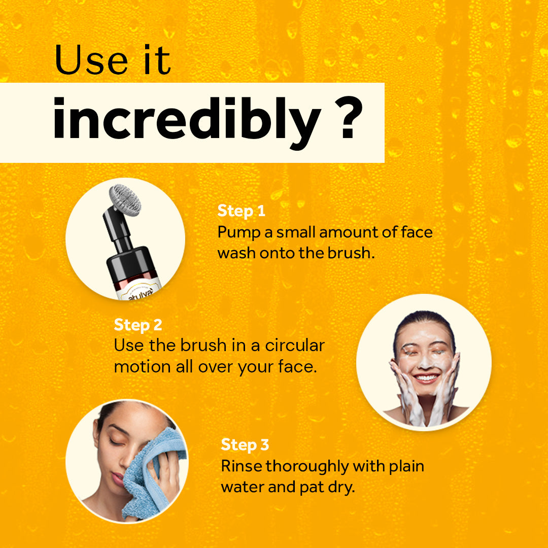 Atulya Vedic Ubtan Foaming Face Wash With In Built Brush | Deep Cleansing & Glow Boost | 150 ml
