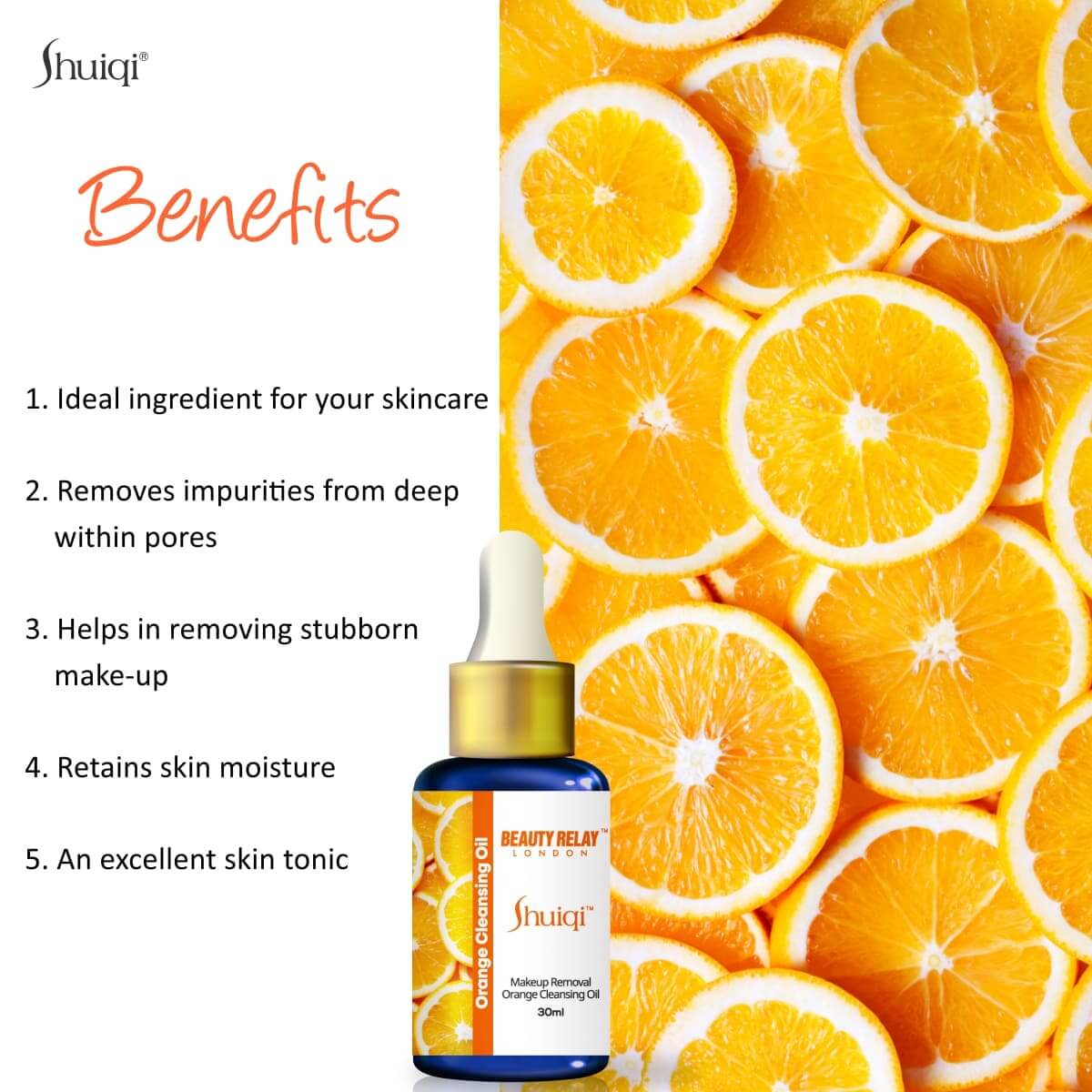 Shuiqi Make Up Removal Orange Cleansing Oil With Sunflower Oil, Orange And Vitamin-E