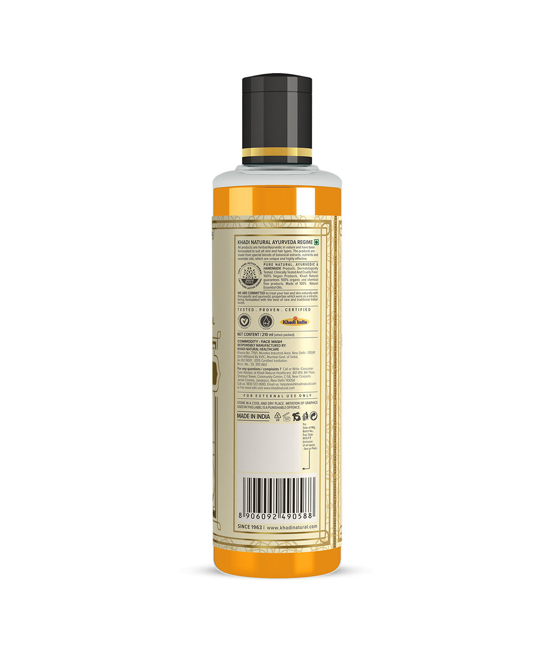 Khadi Natural Orange & Lemongrass Face Wash SLS & Paraben Free (210ml)