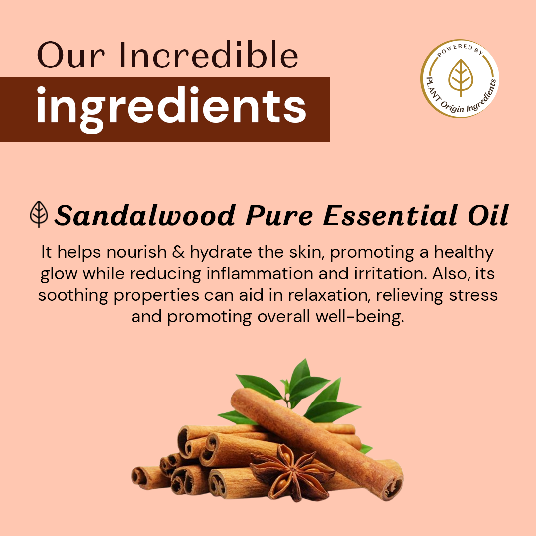 Atulya Sandalwood Essential Oil | Calms Skin, Earthy Fragrance | For Skin & Scalp | 15 ml