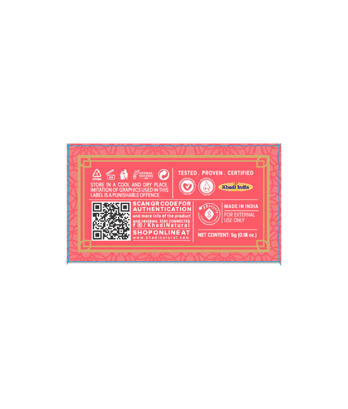 Khadi Natural Lip Balm Wine Grapefruit Hydrating Beeswax & Shea Butter (5g)