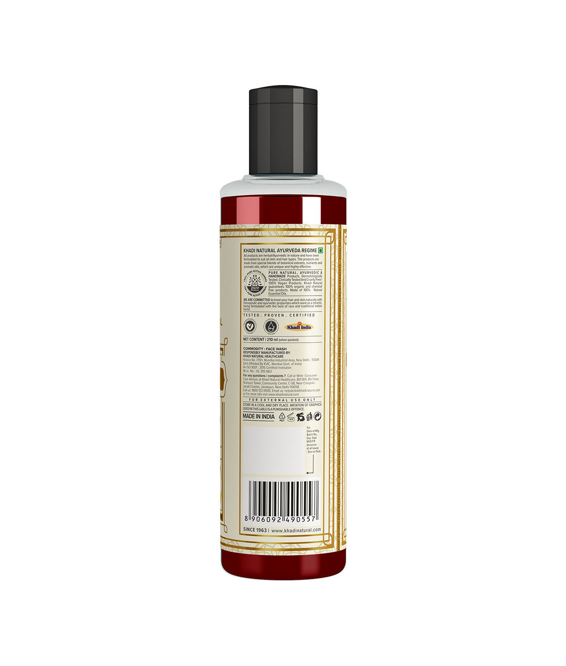 Khadi Natural Sandalwood & Honey Face Wash Clean & Hydrated Skin (210ml)
