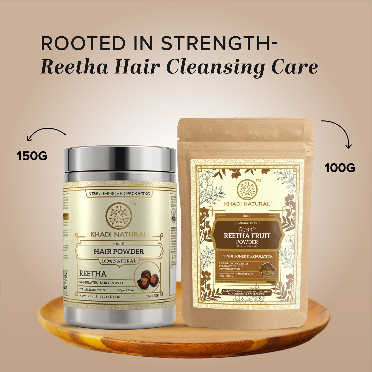 Khadi Natural Organic Reetha Powder Natural Hair Cleanser (150g)
