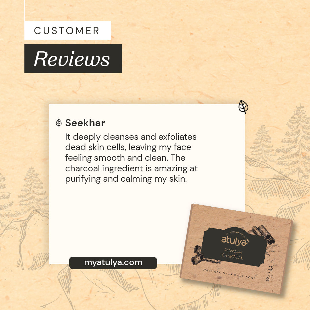 Atulya Charcoal Soap | Purifies Pores, Removes Impurities | SLS & Paraben Free | For all skin types | 125 gm