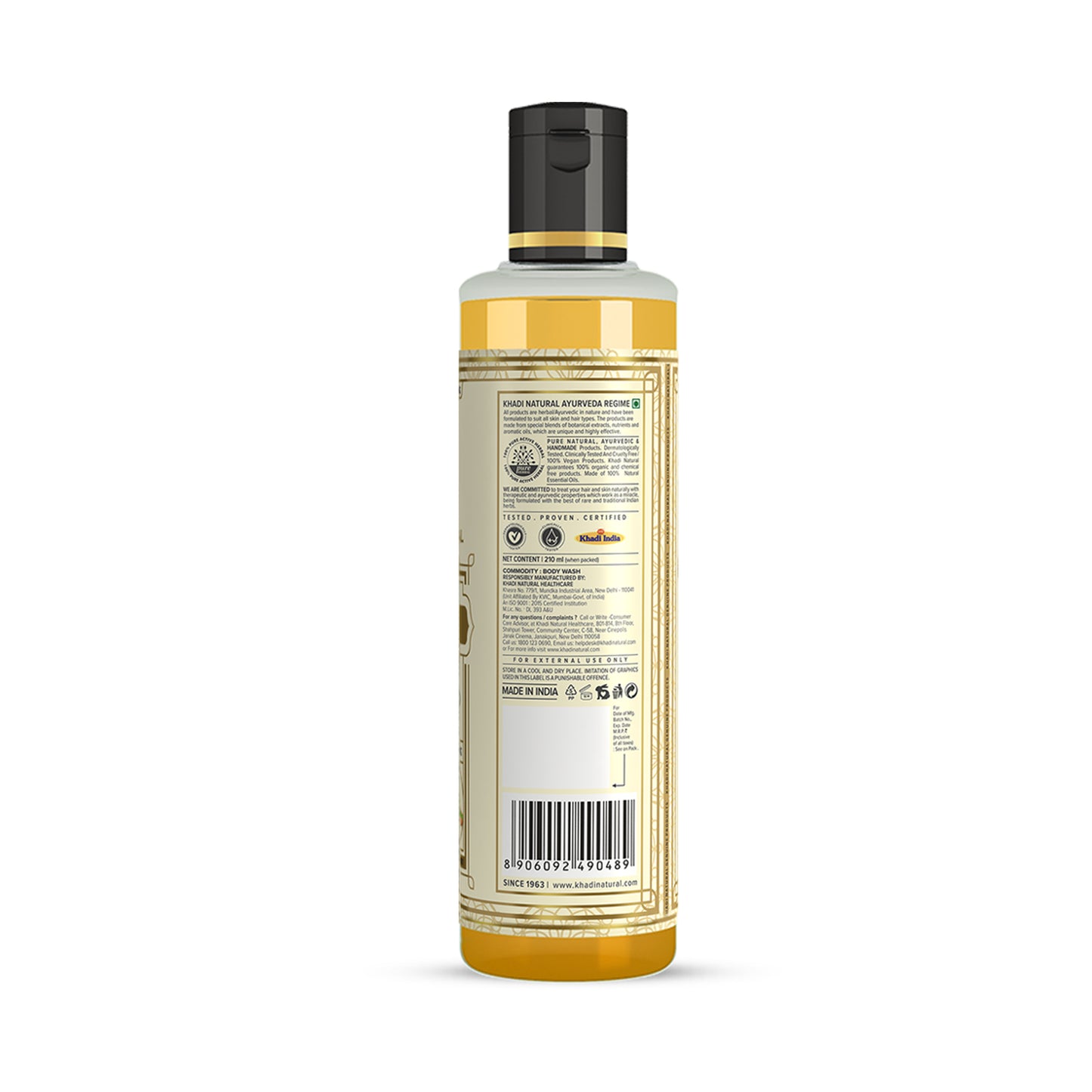 Khadi Natural Sandalwood & Turmeric Body Wash Gently Cleanses & Moisturizes (210ml)