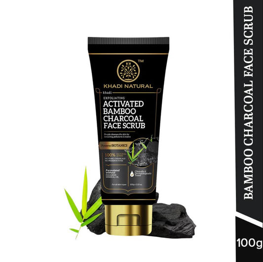 Khadi Natural Activated Bamboo Charcoal Face Scrub - 100gm