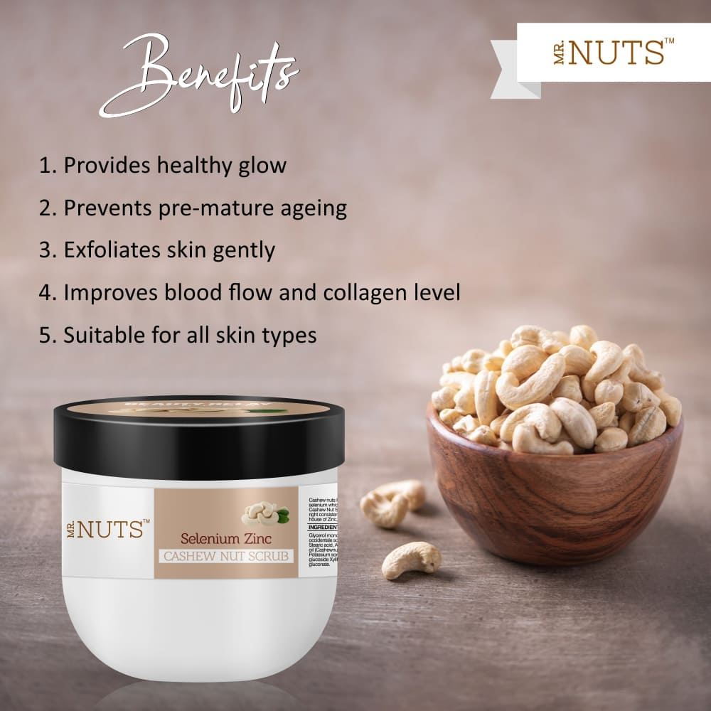 Mr. Nuts Cashew nut Scrub With Aloe Vera, Cashew nut, Vitamin-E And Argon Oil