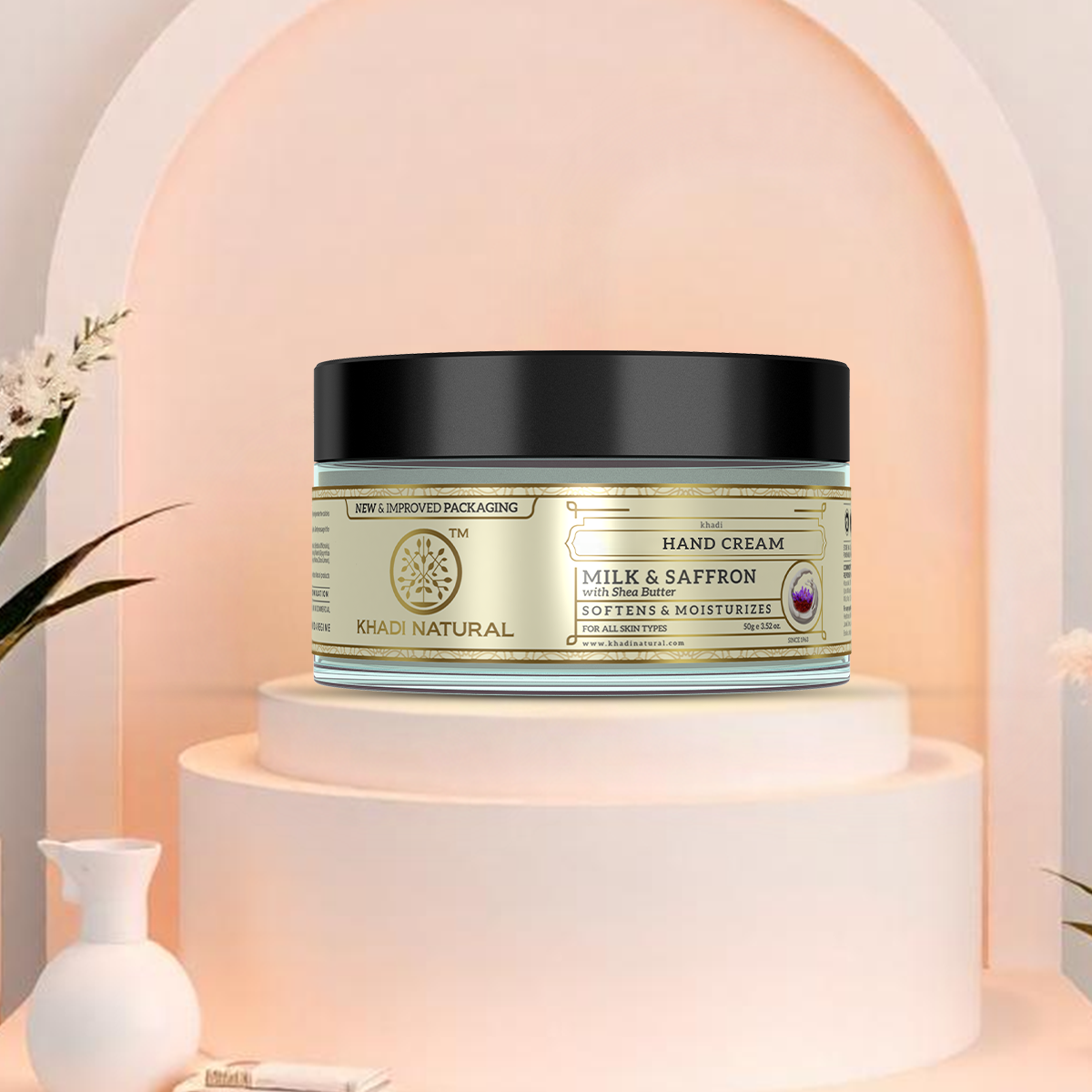 Khadi Natural Milk & Saffron Hand Cream with Shea Butter (300g)