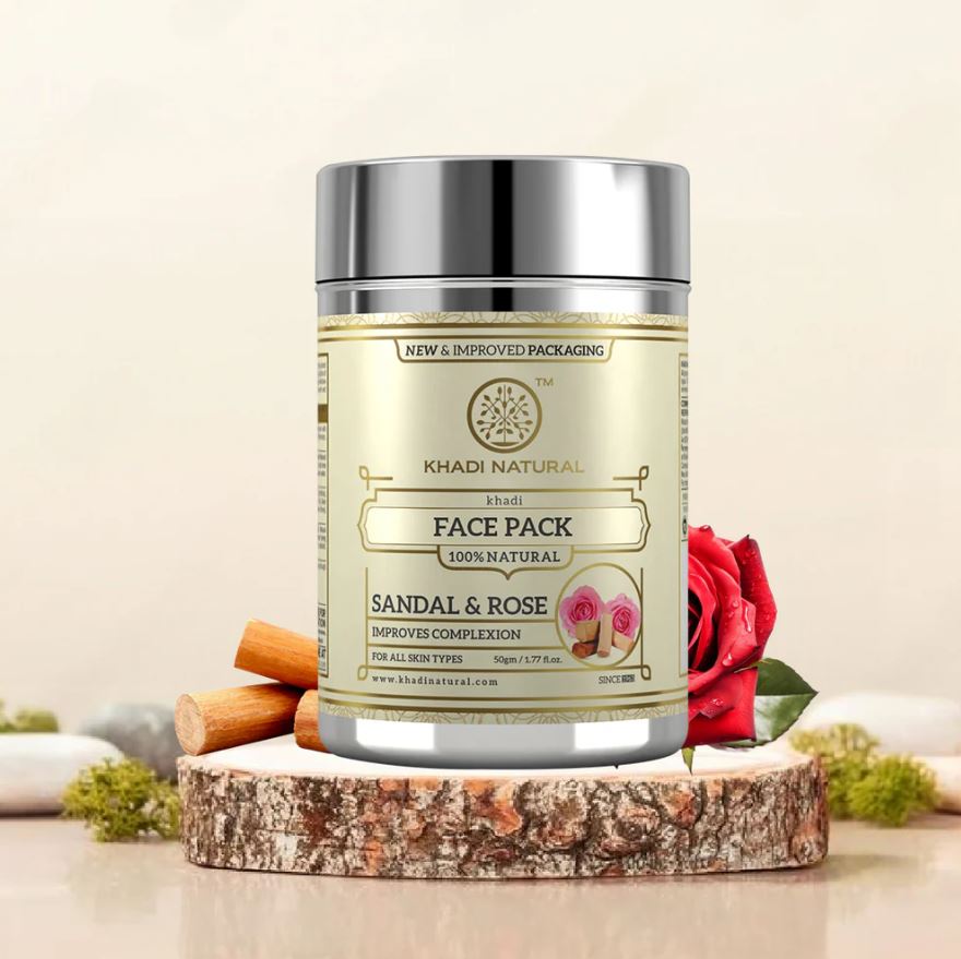 Khadi Natural Sandal & Rose Face Pack - 50gm