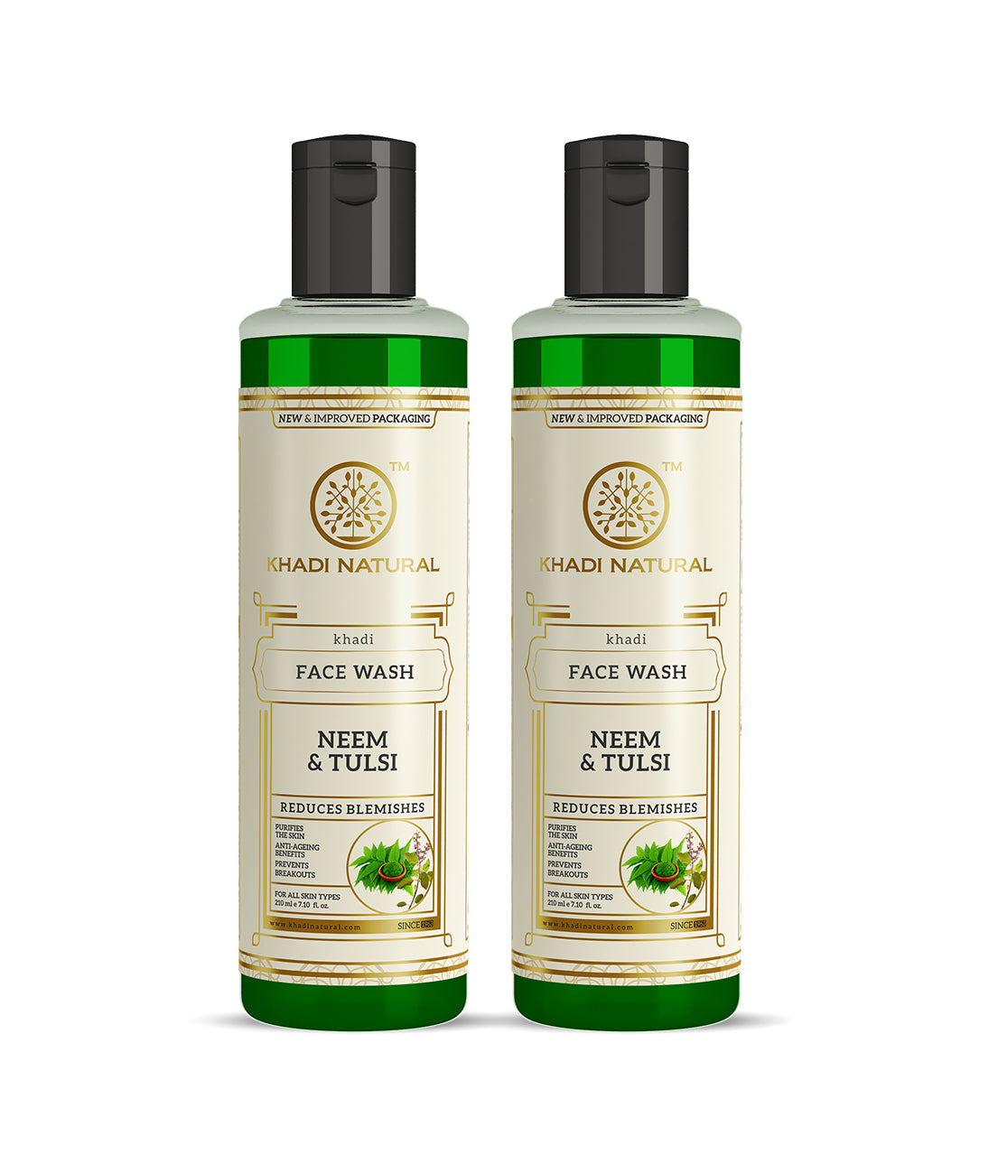 Khadi Natural Neem & Tulsi Face Wash Purifying Care Pack of 2 (420ml)