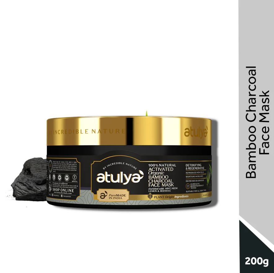 Atulya Activated Organic Bamboo Charcoal Face Mask | Detoxifying - 200g
