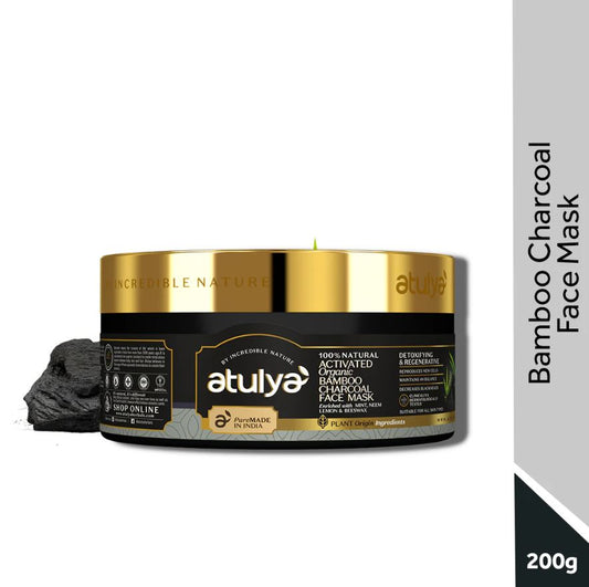 Atulya Activated Organic Bamboo Charcoal Face Mask | Detoxifying - 200g