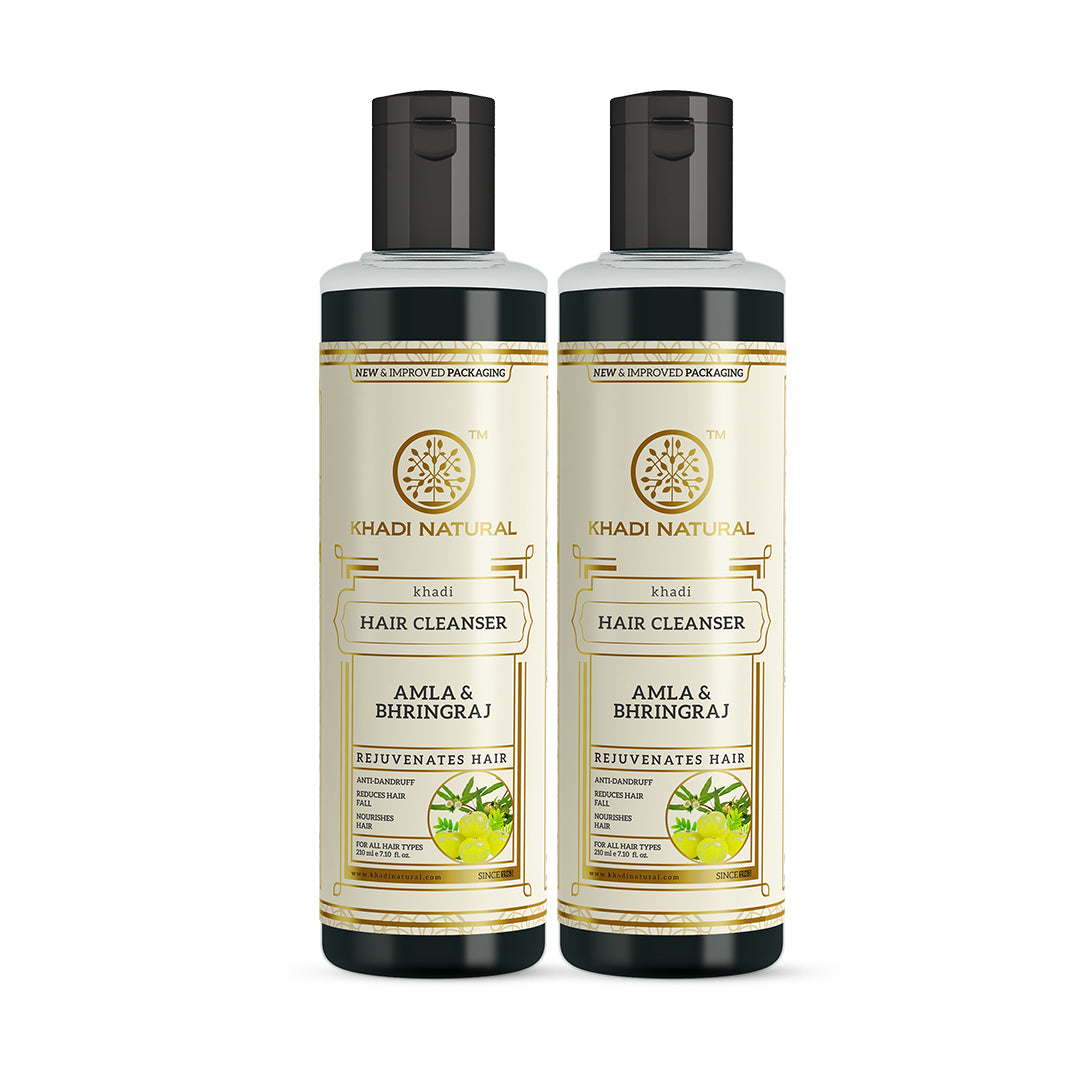 Khadi Natural Amla & Bhringraj Hair Cleanser Pack of 2 for Hair Growth 420ml