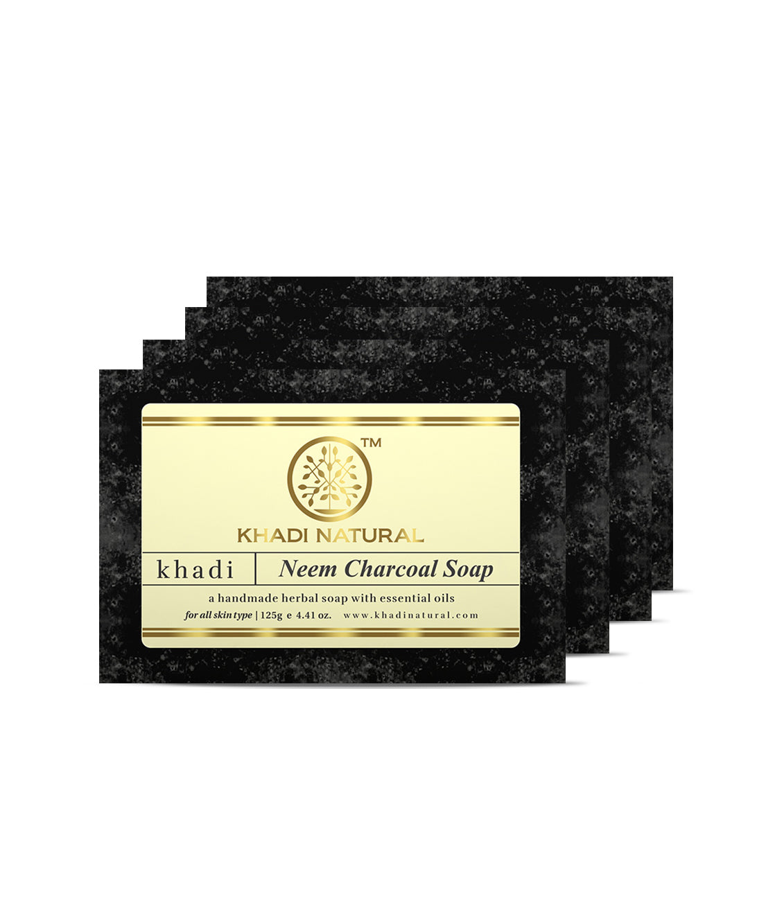 Khadi Natural Organic Neem Charcoal Soap Deep Cleansing Pack of 4 (4×125g)