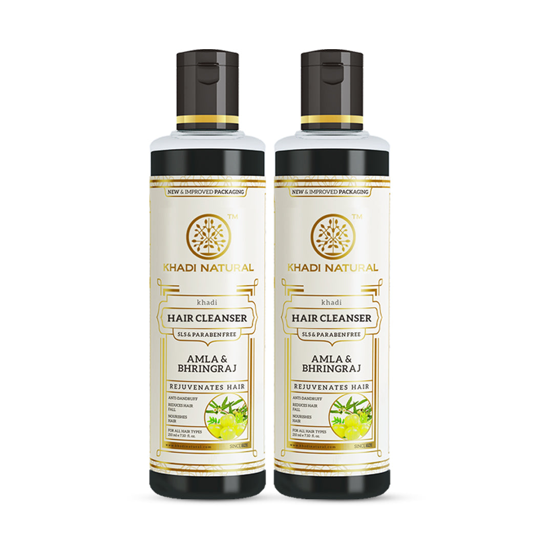 Khadi Natural Amla & Bhringraj Shampoo SLS & Paraben Free Pack of 2 (420ml)