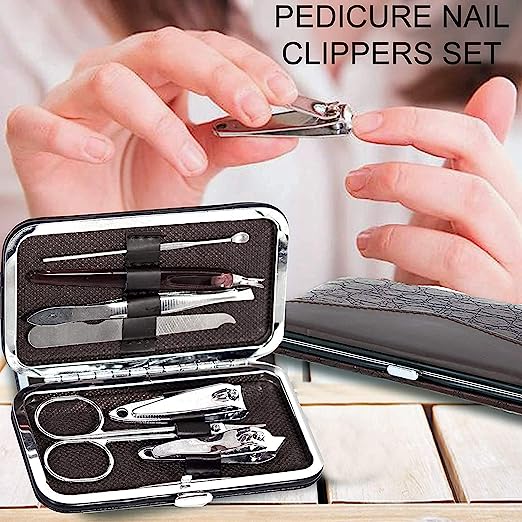 7 in 1 Professional Manicure-Pedicure Set with Leather Case