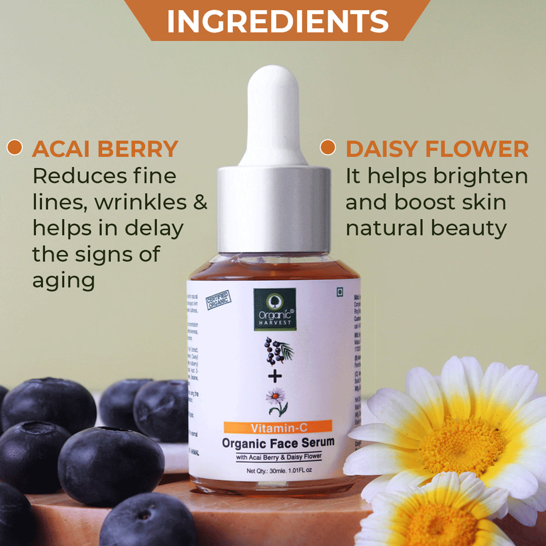 Brightening Face Serum With Kakadu Plum, Acai Berry & Rice Water - 30ml