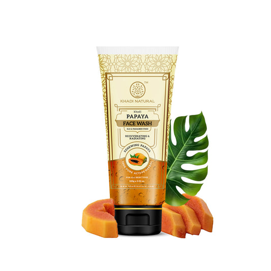 Khadi Natural Papaya Face Wash SLS & Paraben Free for Clear Fresh Skin 100g