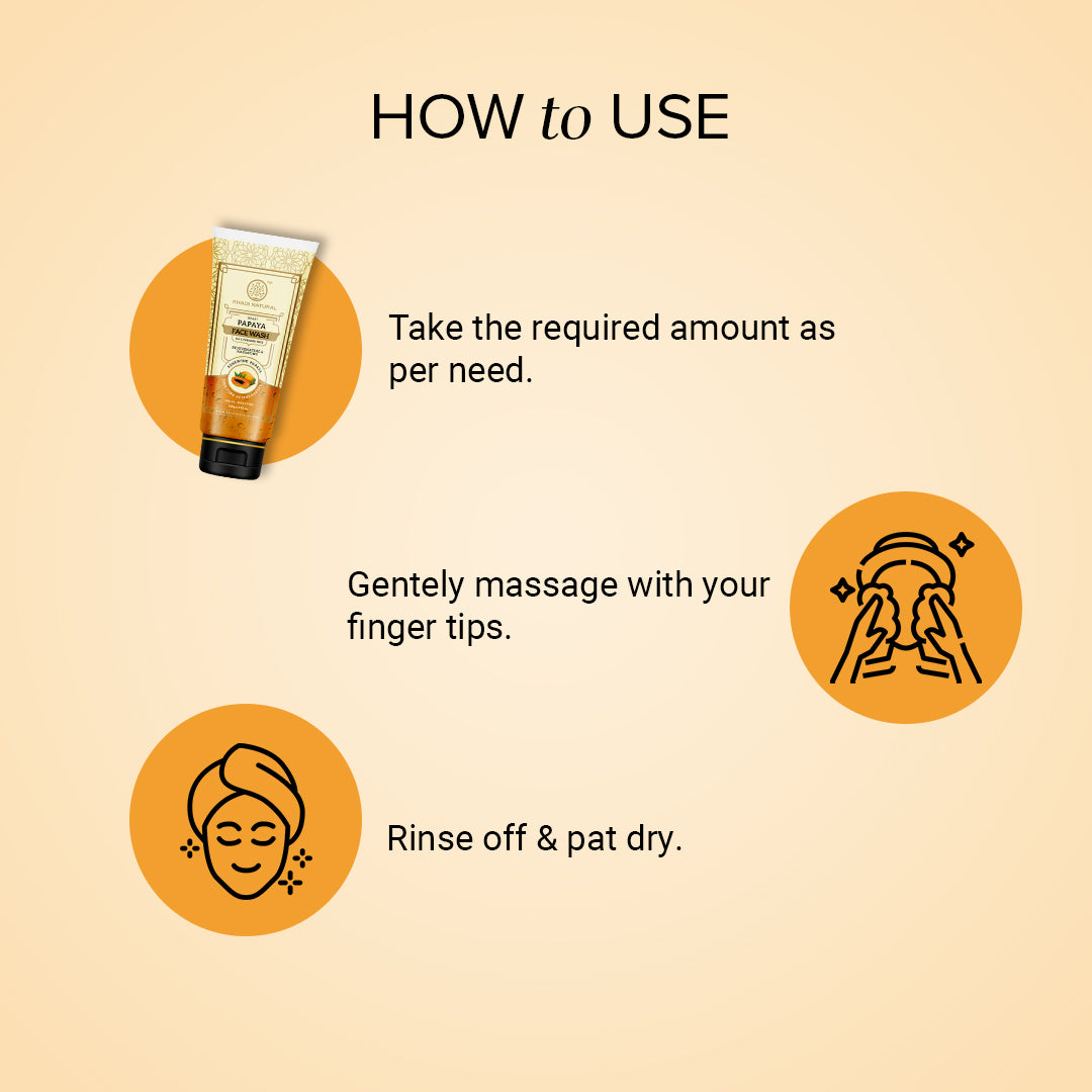 Khadi Natural Papaya Face Wash SLS & Paraben Free for Clear Fresh Skin 100g