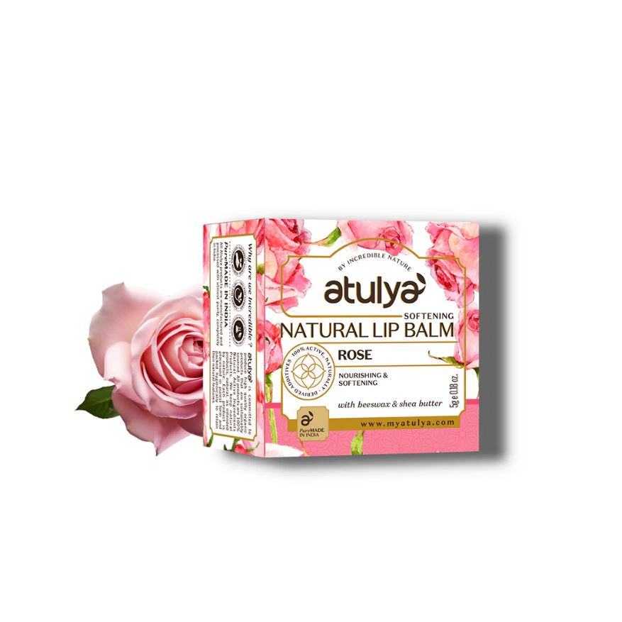 Atulya Rose Natural Lip Balm | Softening and Nourishing - 5gm