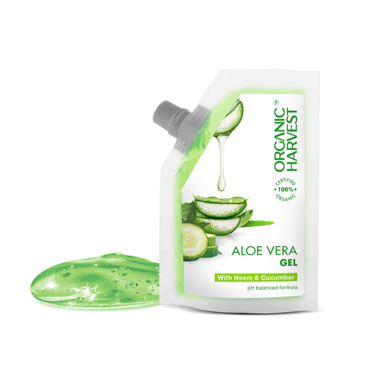Aloe Vera Gel: Neem & Cucumber | Aloe Vera Gel for Dry Skin & Hair | Organic Moisturizing Gel | 100% American Certified Organic | For Men & Women | Sulphate & Paraben-free - 100gm