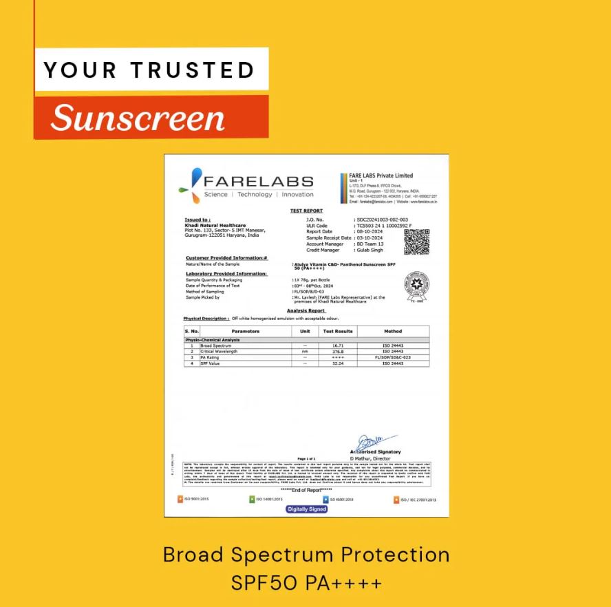 Atulya Vitamin C & D-Panthenol Sunscreen | SPF 50 PA++++ | Dewy-radiant - 80g