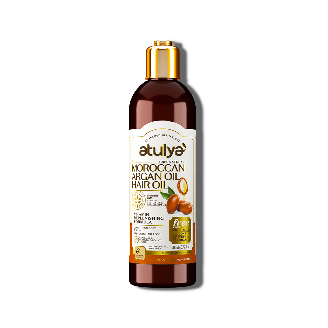 Atulya Moroccan Argan Oil Hair Oil | Smoothens & Repairs Hair | Non-Sticky Formula | 200 ml