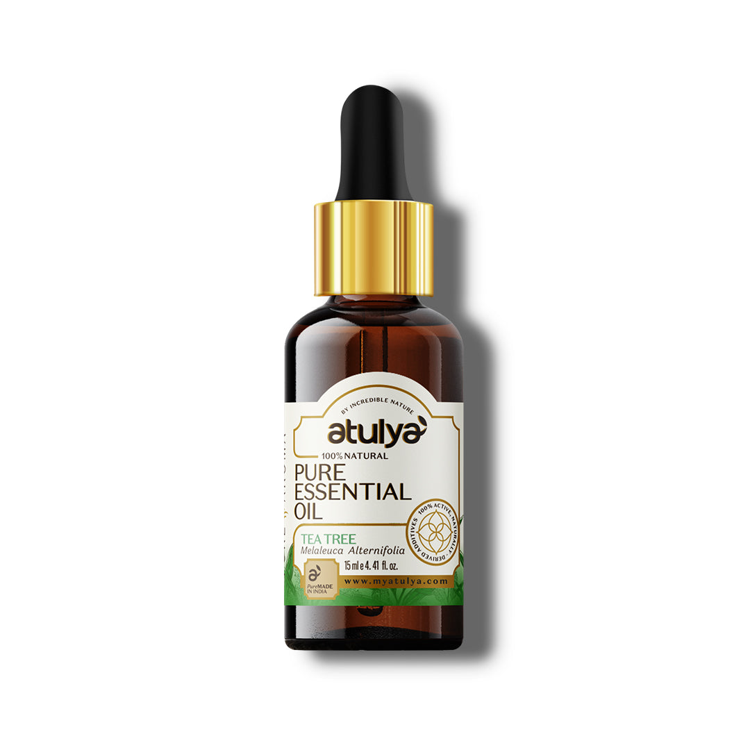 Atulya Tea Tree Essential Oil | Purifies Skin & Scalp | For Blemishes & Dandruff | 15 ml