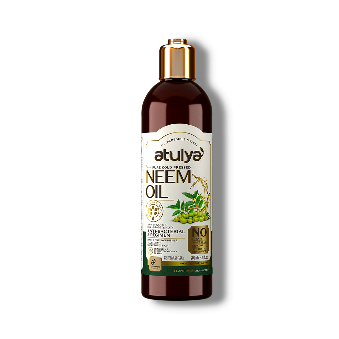 Atulya Cold Pressed Neem Oil | Fights Acne & Scalp Issues | Multipurpose Use | 200 ml