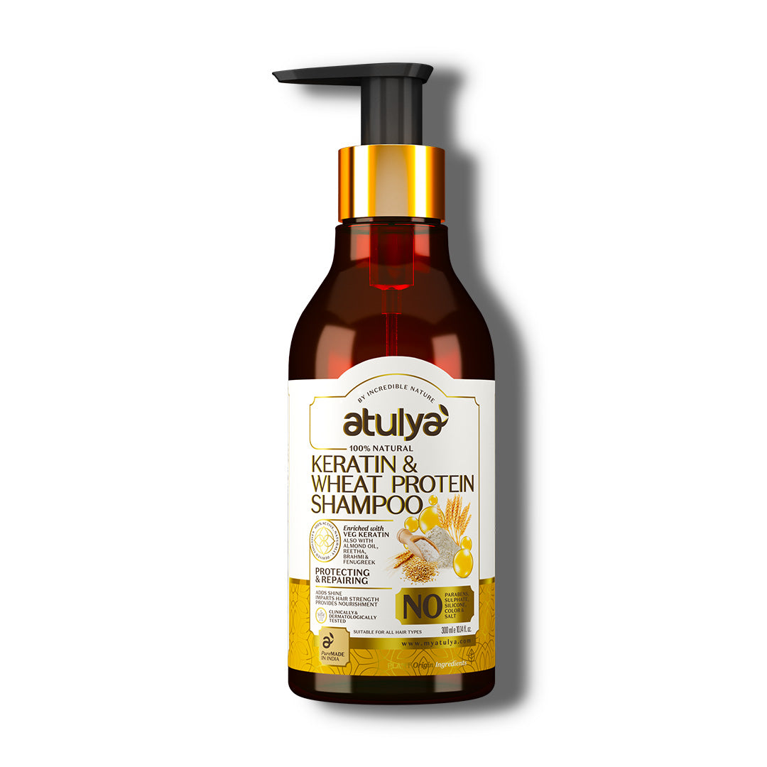 Atulya Keratin & Wheat Protein Shampoo | Strengthens Strands, Reduces Breakage | 300 ml