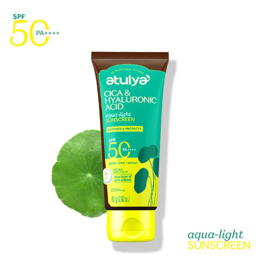 Atulya CICA & Hyaluronic Acid Sunscreen | SPF 50 PA++++ | Aqua-light - 80g