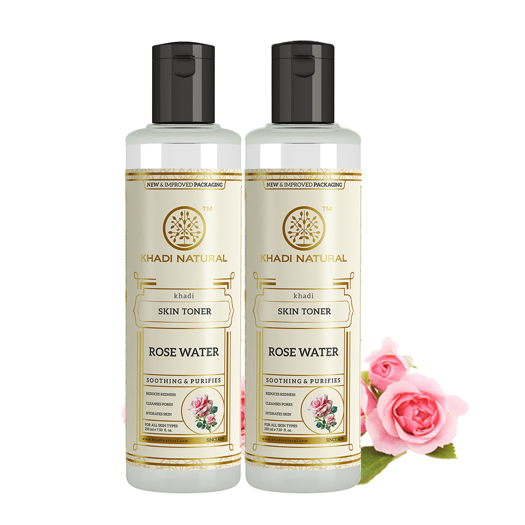 Khadi Natural Pure Rose Water Refreshing Skin Toner Pack of 2 (420ml)