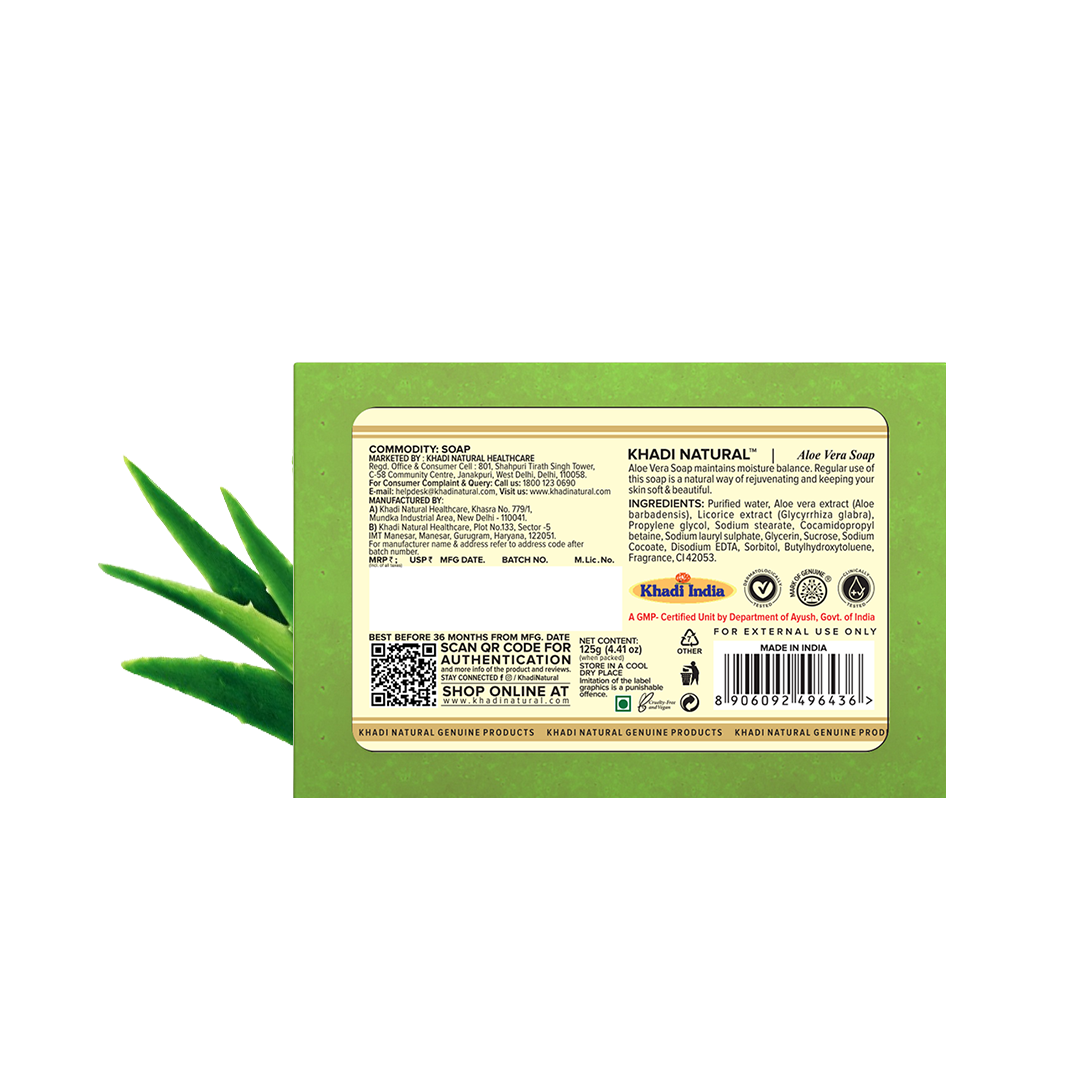 Khadi Natural Aloevera Soap Gentle Hydration Pack of 7 (7×125g)