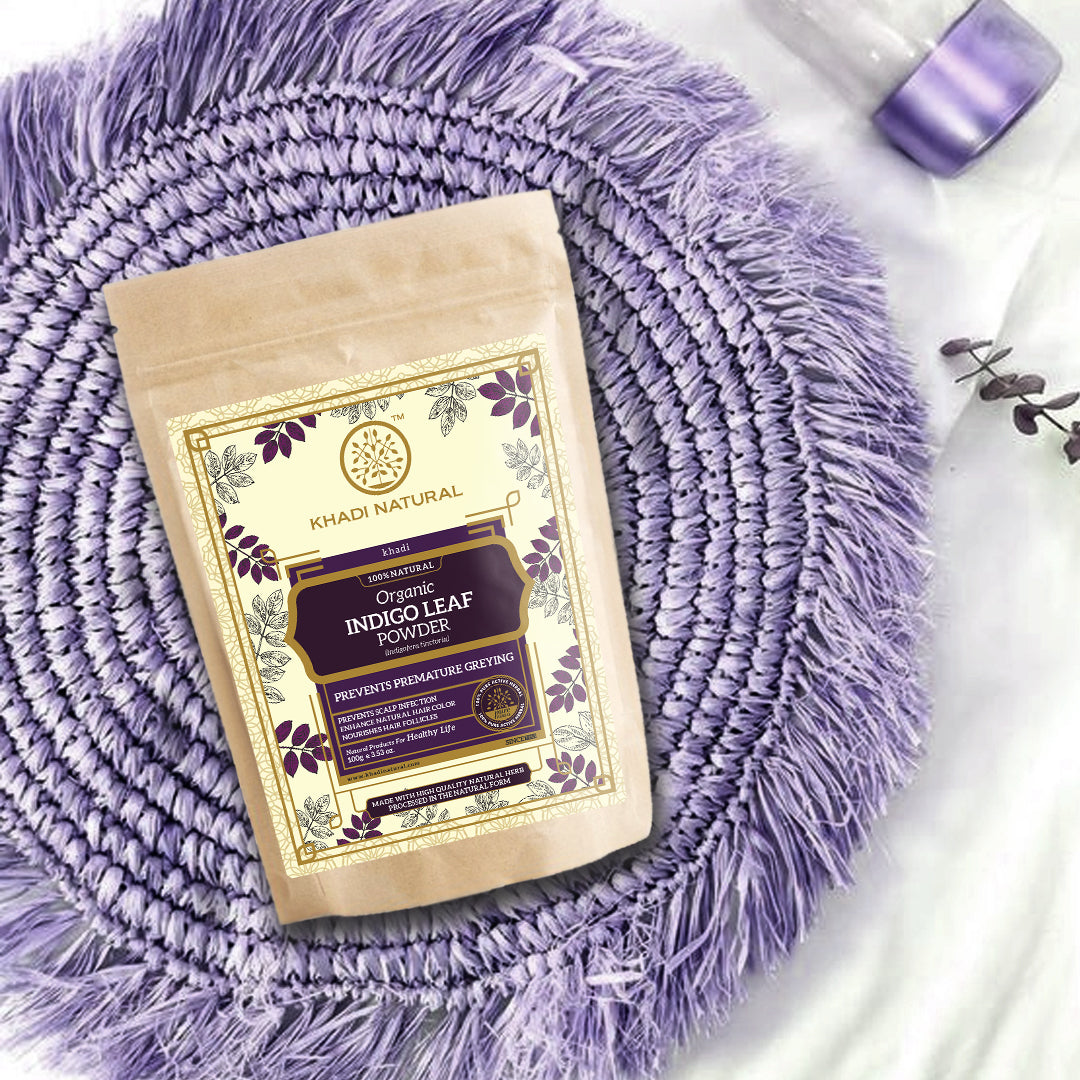 Khadi Natural Indigo Leaf Organic Powder Natural Hair Coloring (100g)